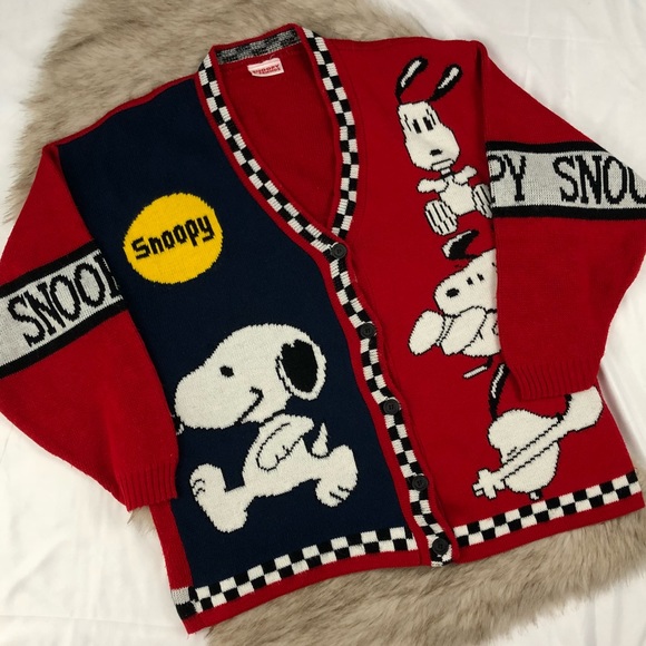 Vintage Snoopy Friends Cardigan Size 